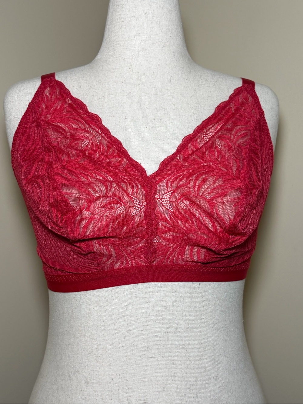 NWT Curvy Kate Lace Daze Bralette Red Wireless Lace Bra UK 36H/HH US 36K/L